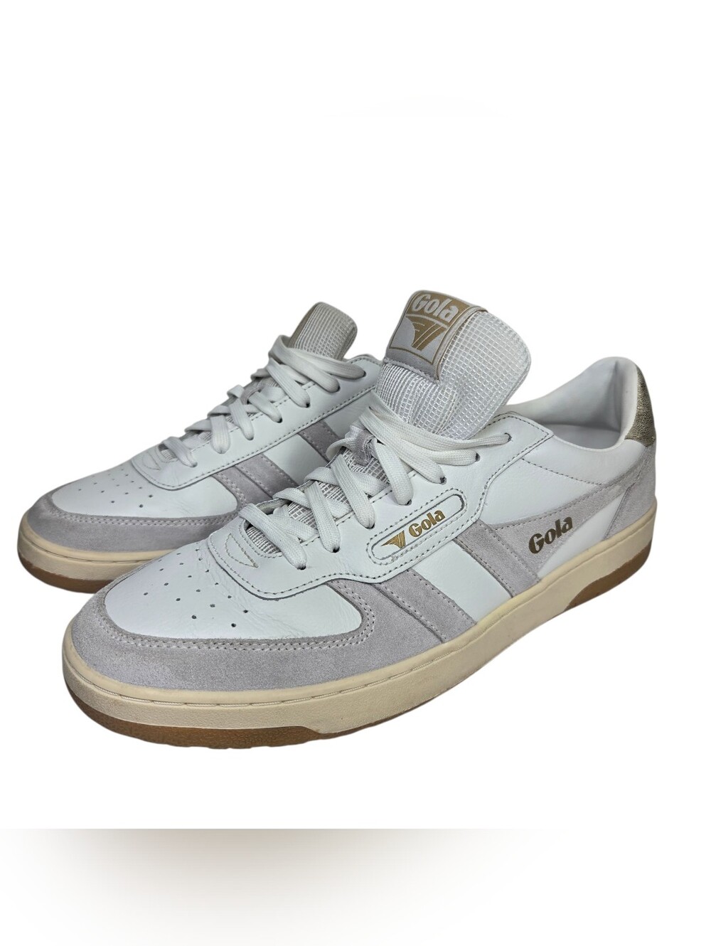 Gola Women’s White & Light Gray Court-Style Sneakers. Size 10
